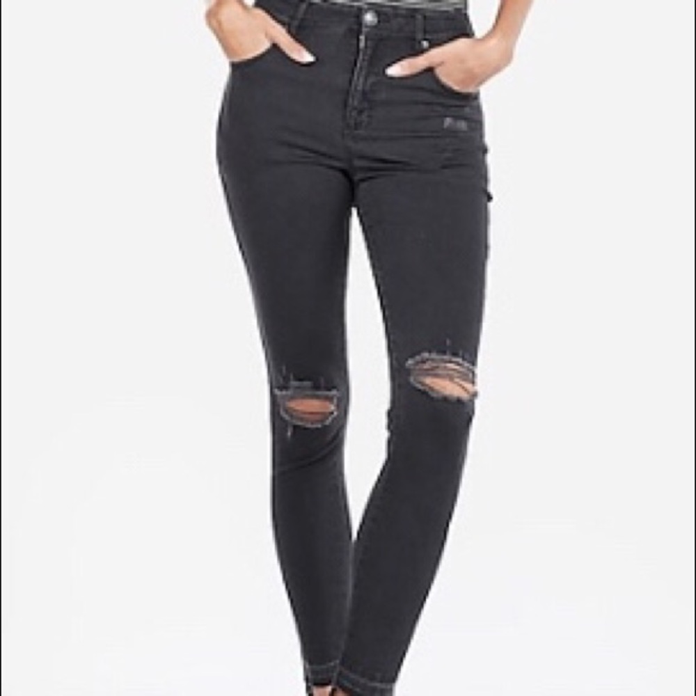 Express High Waisted Ripped Ankle Jean leggings